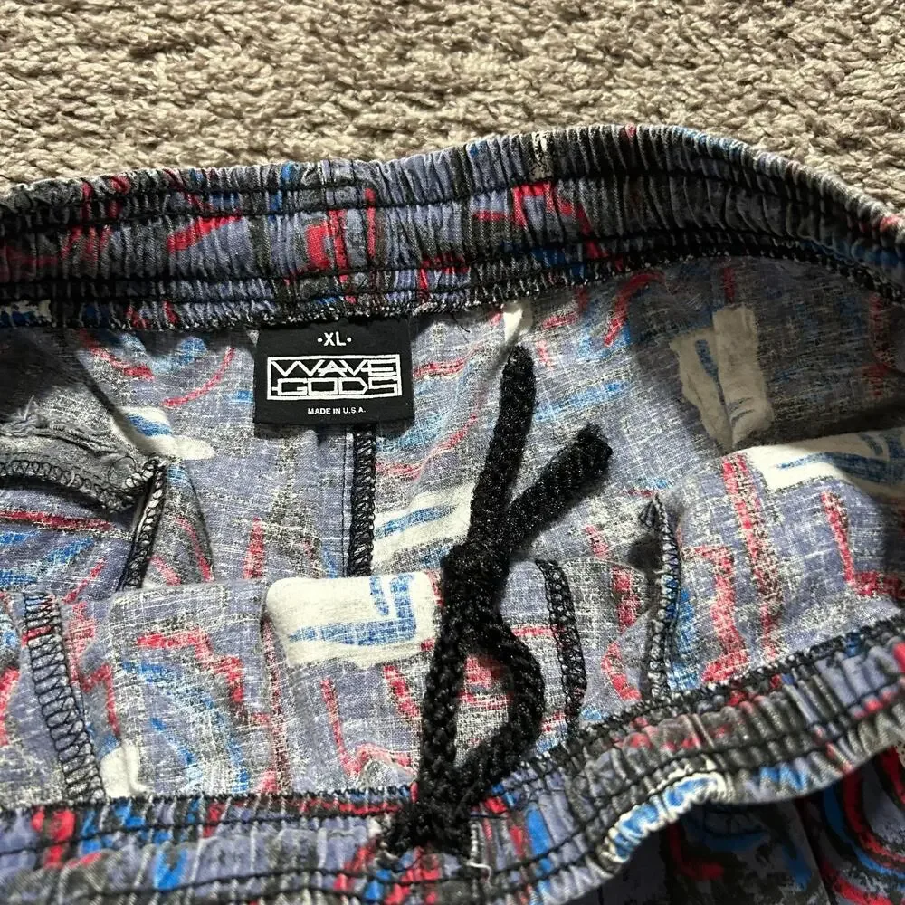 Vintage Wave Gods Pants Surfer Print Colorful Beach Parachute Jogger 80s 30-32